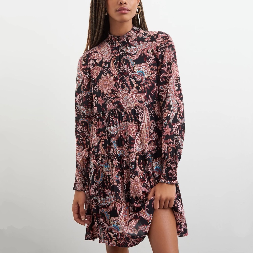Anthropologie Cady Mock Neck Tiered Tunic Dress Petite
